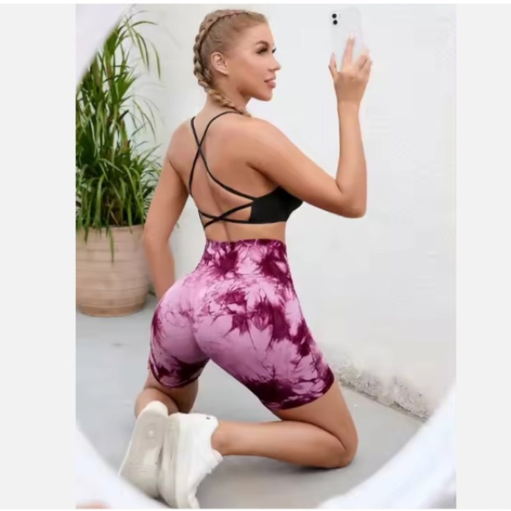 Tie-Dye High Waist Active Shorts